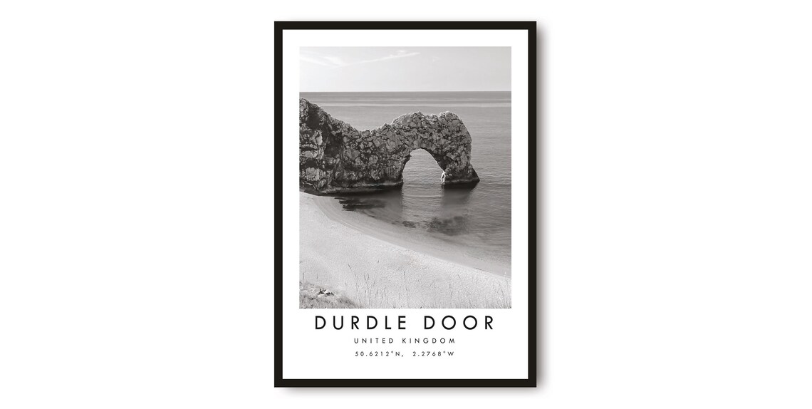 Durdle Door Black And White Art Print, Devon