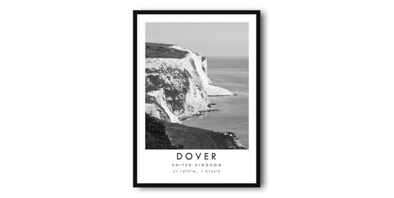 Dover Black And White Cliffs Minimalist Art Print