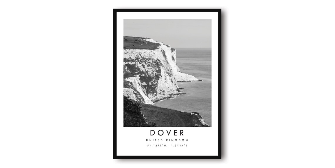 Dover Black And White Cliffs Minimalist Art Print