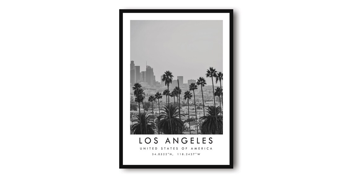 Los Angeles Black And White Wall Art Print