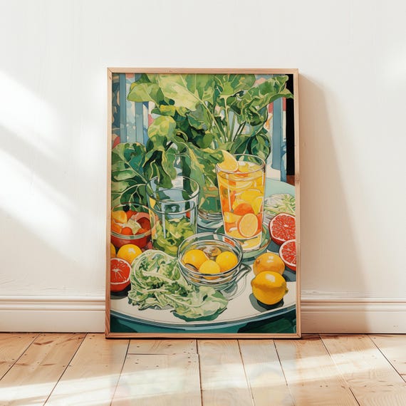 Citrus Lemon Kitchen Wall Art Vibrant Summer Still Life Poster