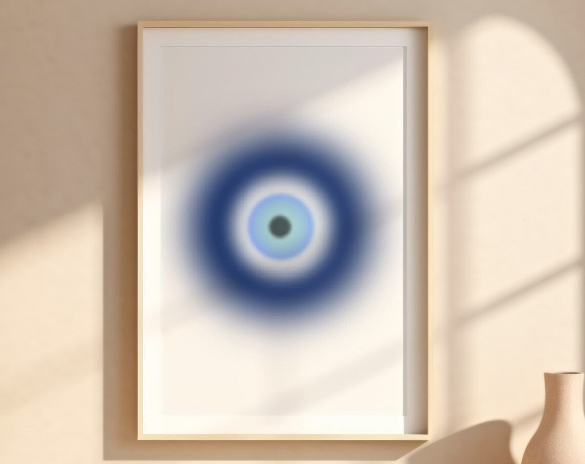 Evil Eye Nazar Aura Blue Gradient Spiritual Protection Art Poster - Image 3