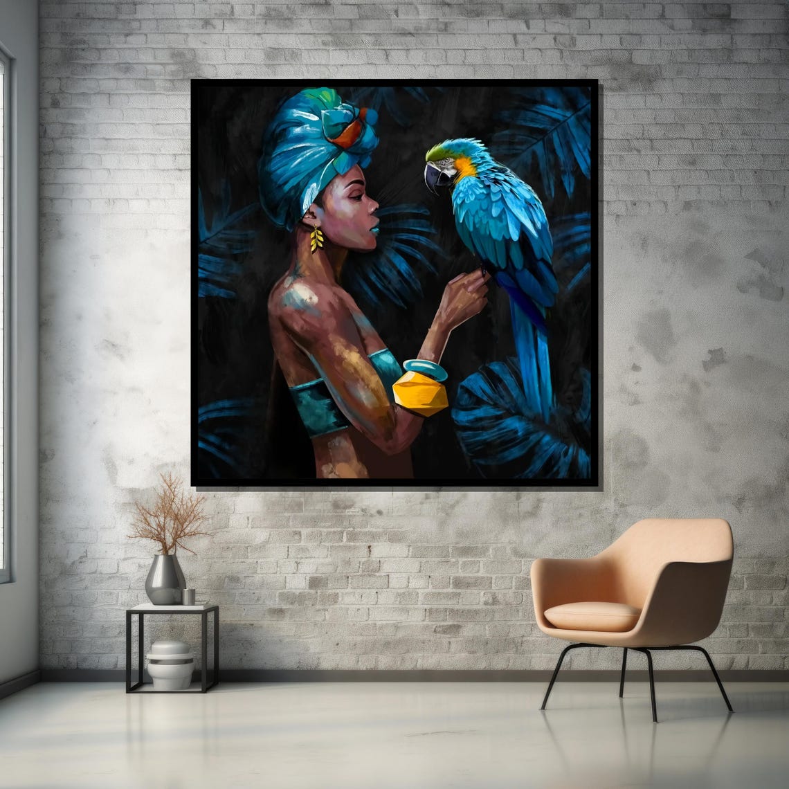 African Woman with Tropical Parrot Bold Art Poster for Modern Decor - Image 5