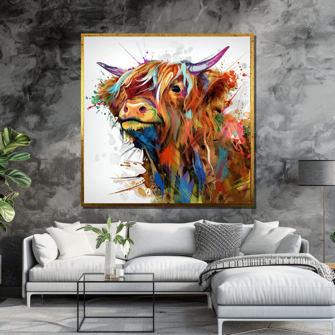 Vibrant Abstract Highland Cow Portrait Bursting With Color Poster - Image 6