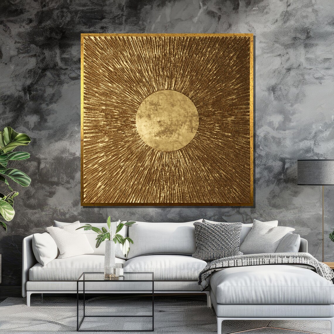 Golden Sunburst Art Radiate Luxury In Your Space With Striking Textured Gold Wall Art For Modern Interiors - Image 6