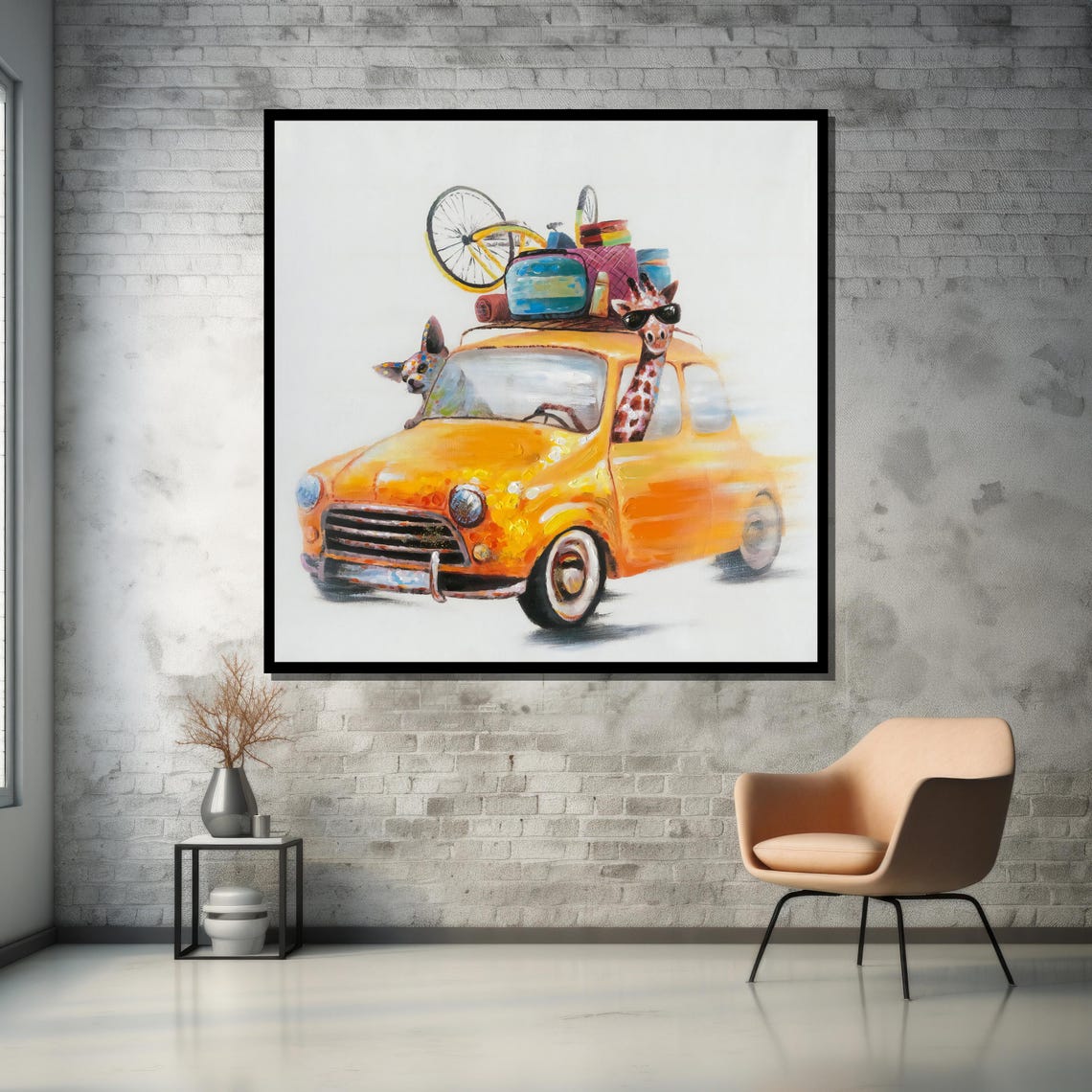 Funny Animals Road Trip Vintage Car Poster for Kids Playroom - Image 5