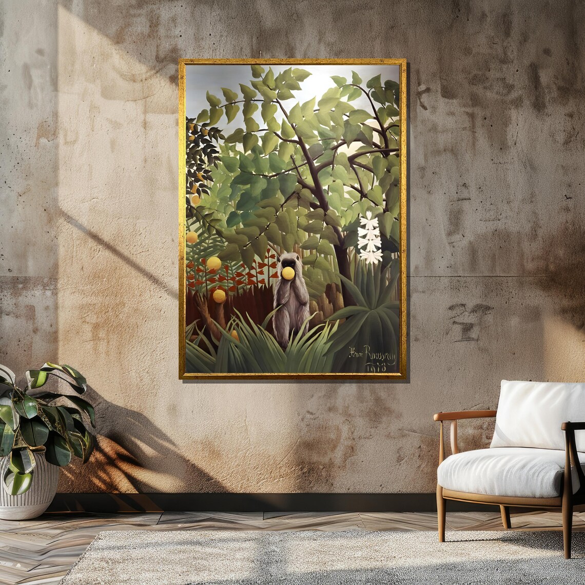 Henri Rousseau Exotic Jungle Monkey Eating Fruit 1910 Art Poster - Image 6