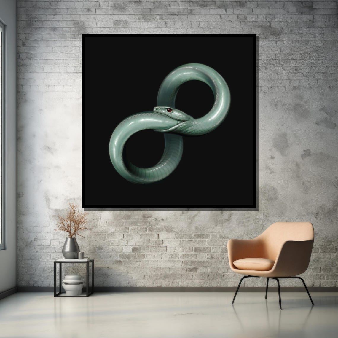 Jade Green Ouroboros Snake Infinity Symbol Moody Dark Poster - Image 5