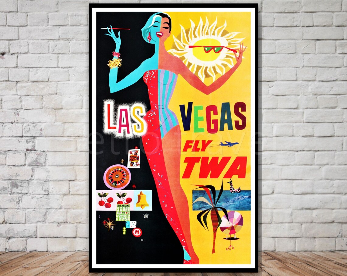 Las Vegas Vintage Travel Poster, Retro Travel Print