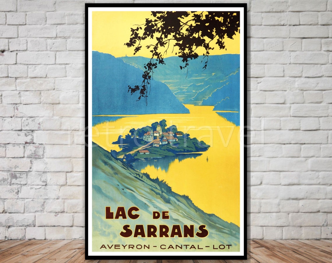 Lac De Sarrans France Vintage French Travel Poster Instant Retro Travel Print France Travel Poster French Lake Art