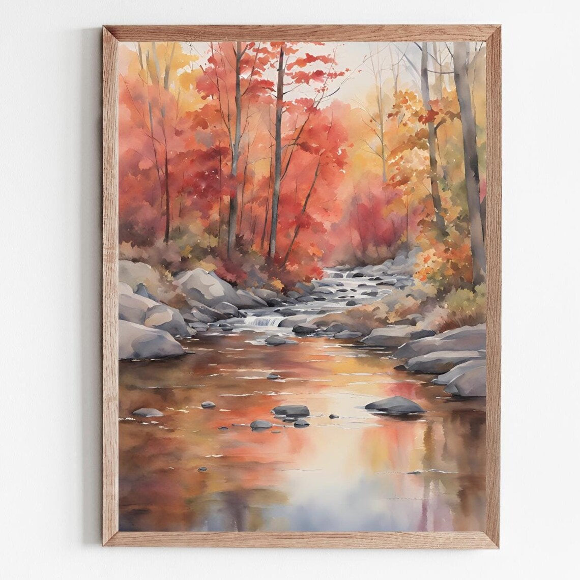 Fall Tree Print, Autumn Landscape Watercolor Art