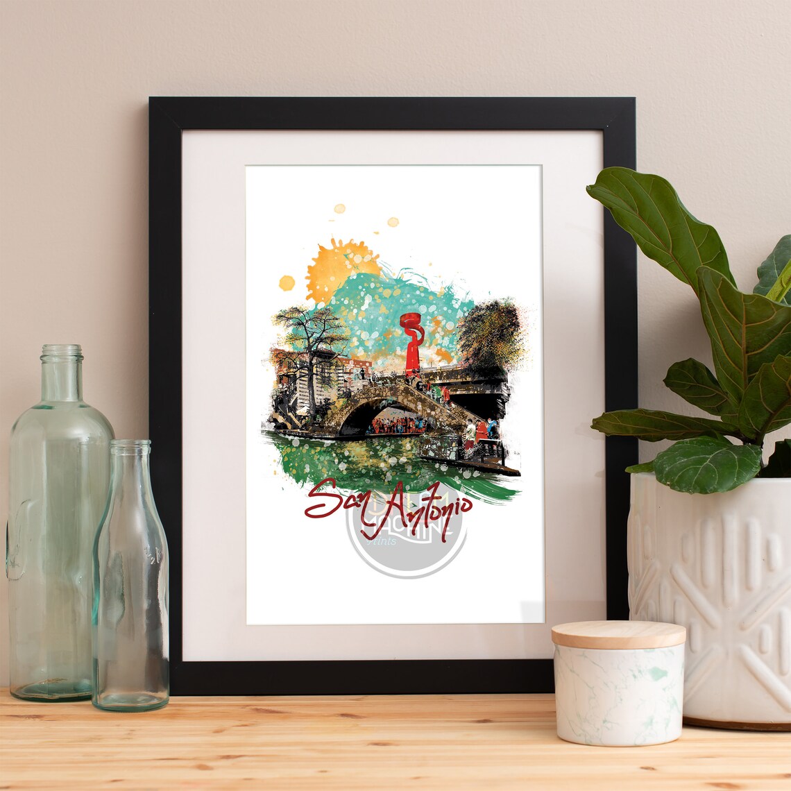 San Antonio Print San Antonio Skyline San Antonio Art San Antonio Poster San Antonio Watercolor San Antonio Art Print San Antonio Map