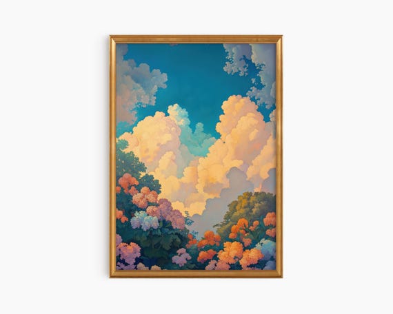 Pastel Clouds Oil Painting Art Print
