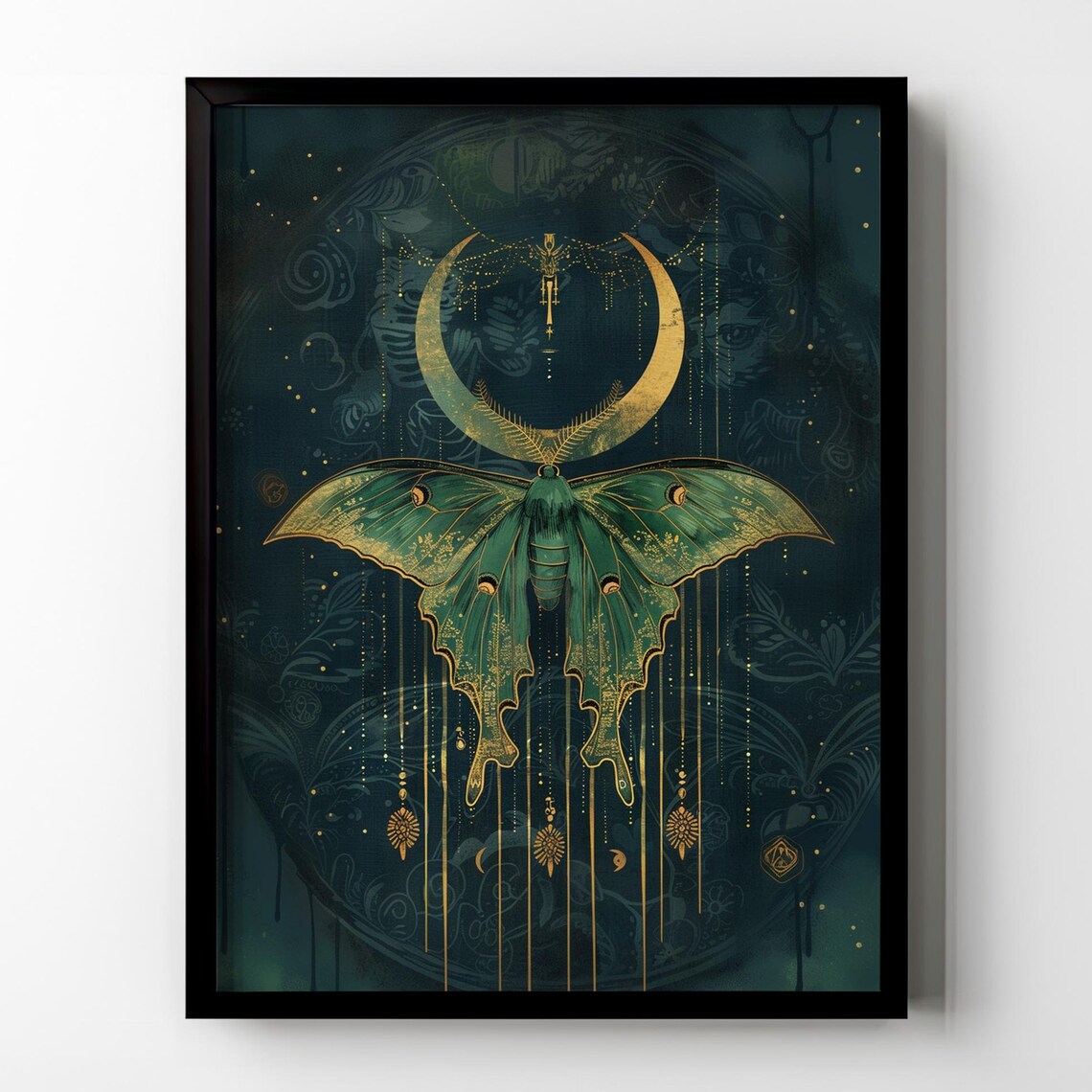 Luna Moth Art Print, Cottagecore Witchy Decor