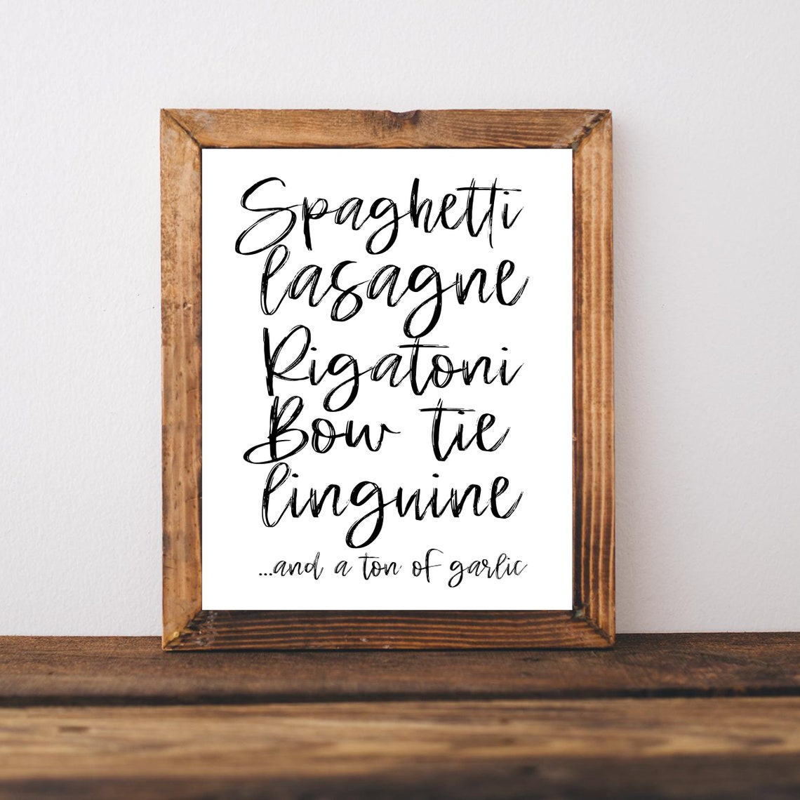 Spaghetti Lasagne Rigatoni Pasta List Funny Italian Kitchen Poster