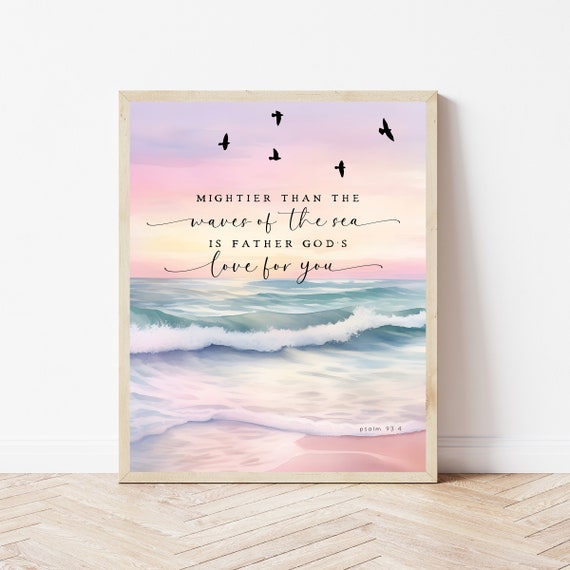 Psalm 93:4 Ocean Bible Verse Nursery Art Print