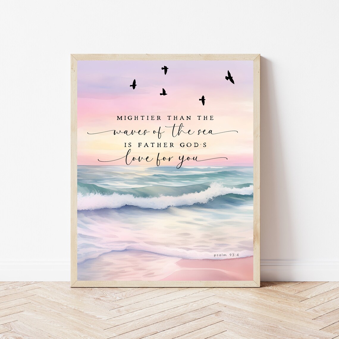 Psalm 93:4 Ocean Bible Verse Nursery Art Print