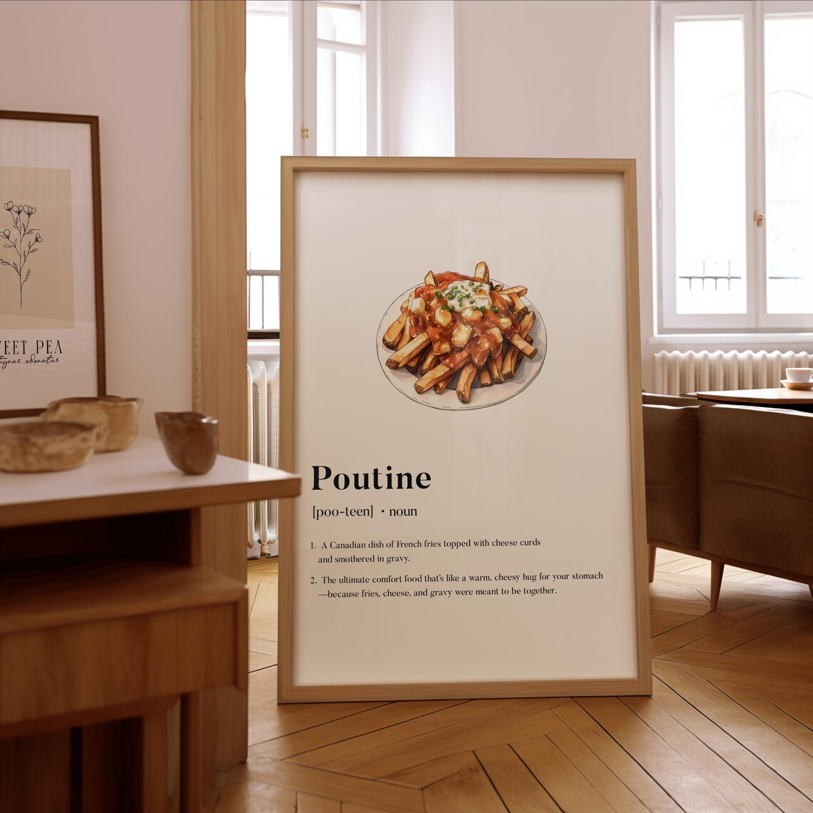 Poutine Definition Poster, Gourmet Kitchen Wall Art