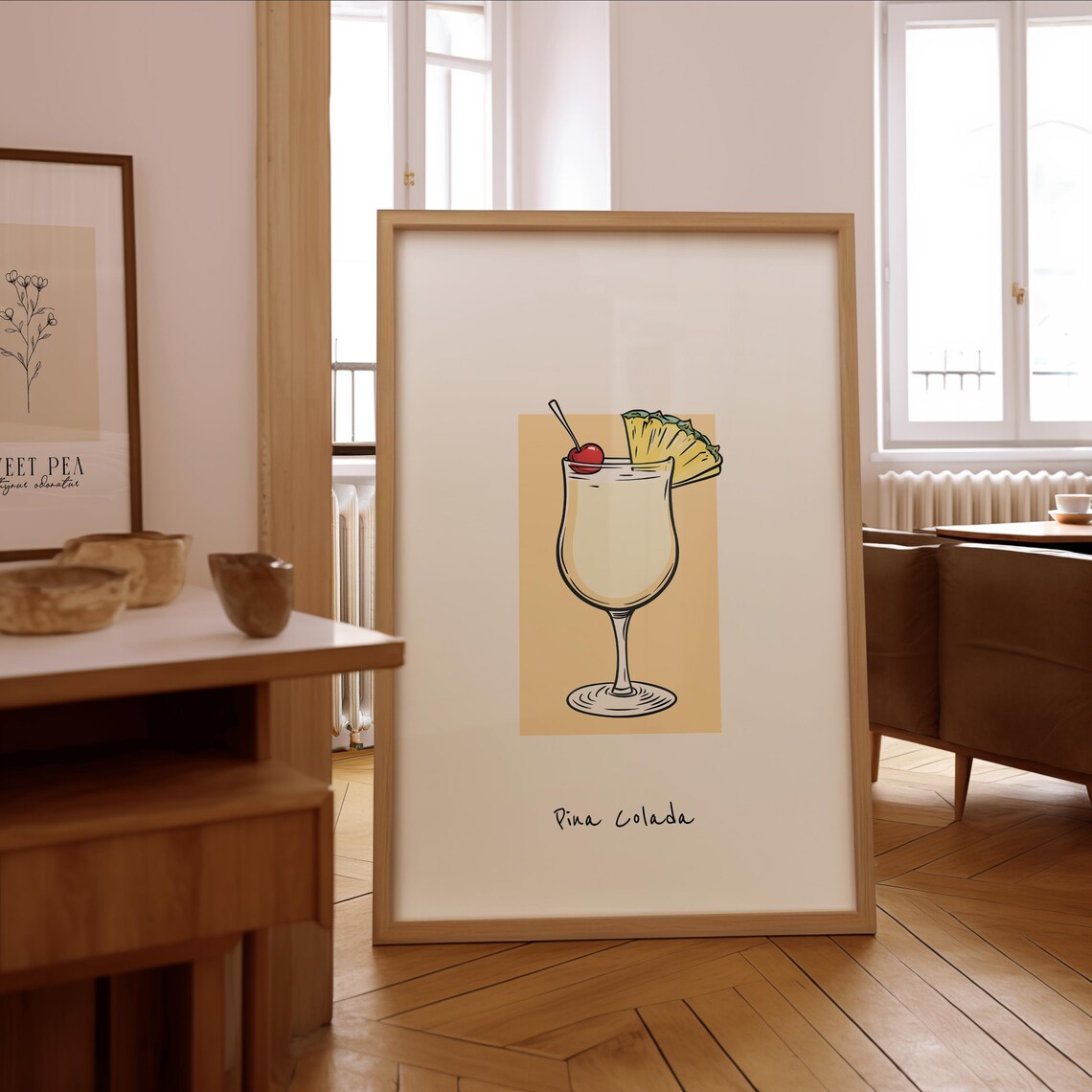 Pina Colada Cocktail Illustration, Bar Art Print