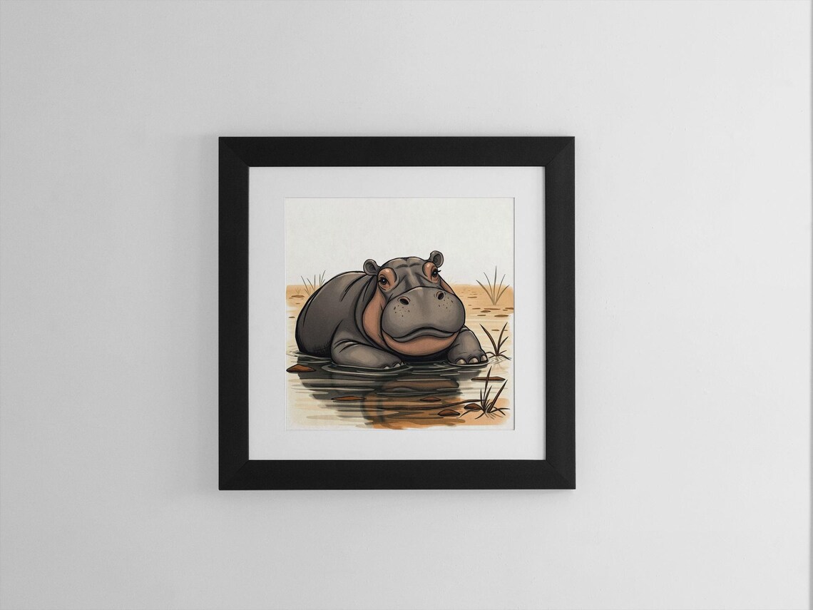 Hippo Lover Gift, Animal Poster For Kids - Image 3