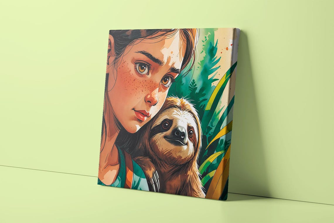 Sloth Poster, Watercolor Children's Room Decor - Image 4