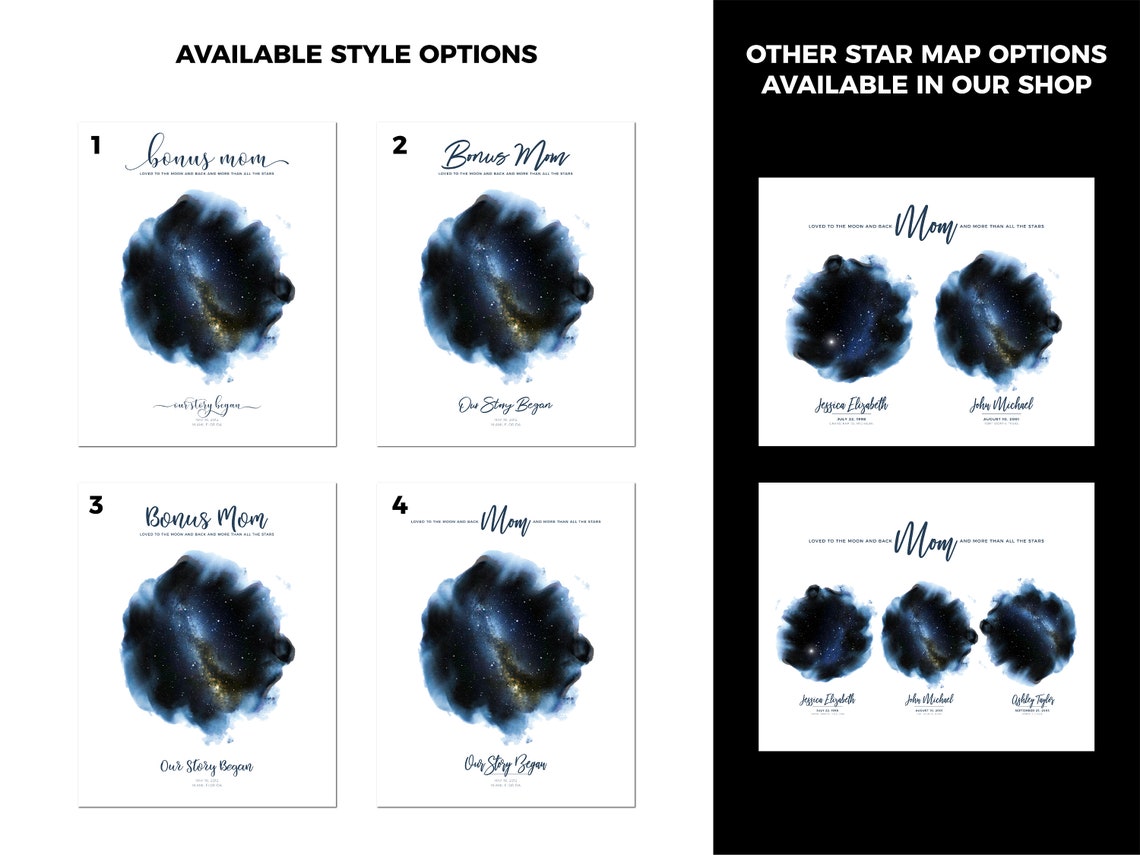 Custom Star Map Print, Watercolor Style Chart - Image 3
