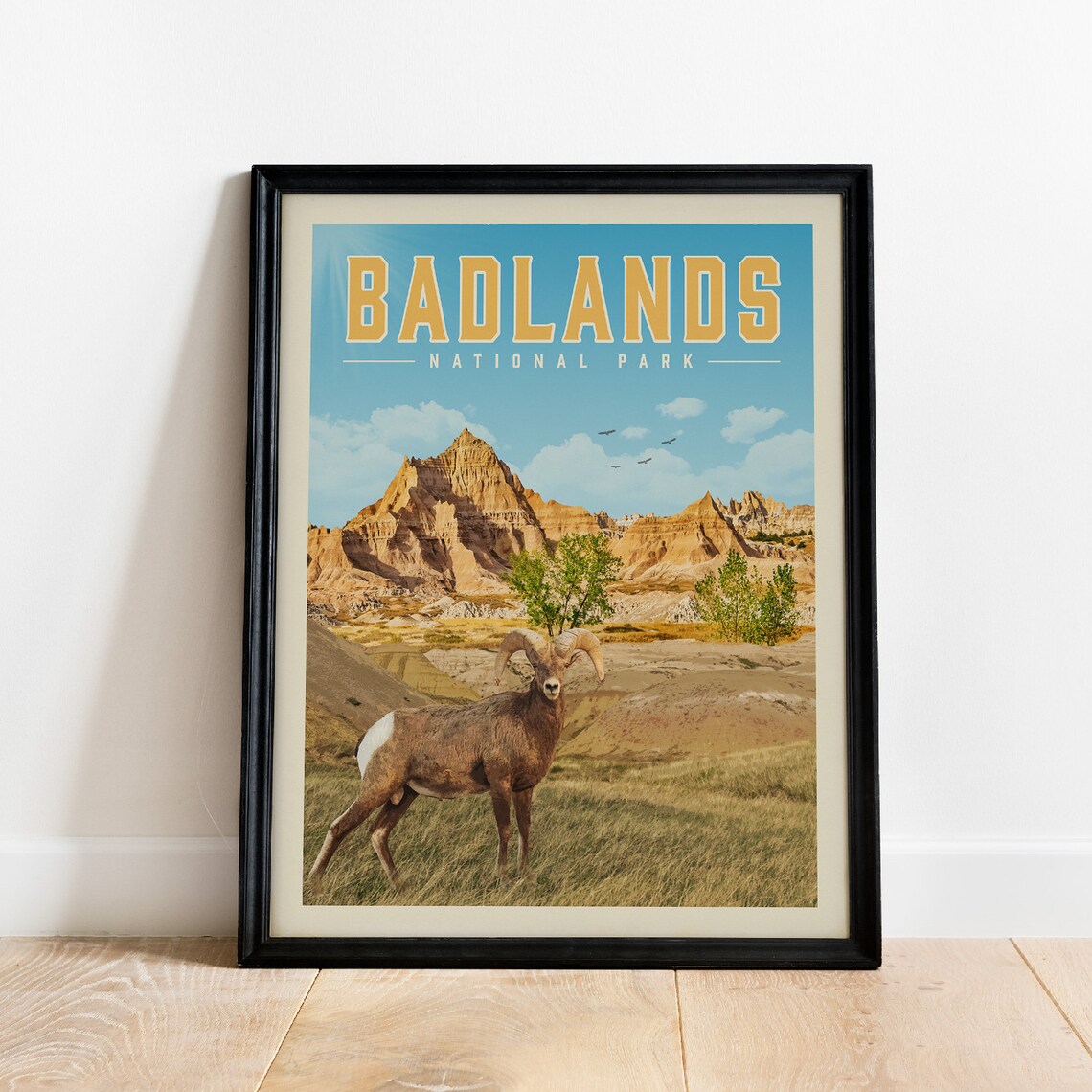 Badlands Vintage Poster, National Park Travel Print