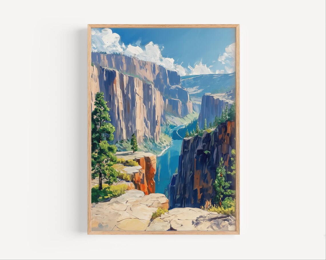Black Canyon of the Gunnison Oil Painting River Cliffs Scenic Poster