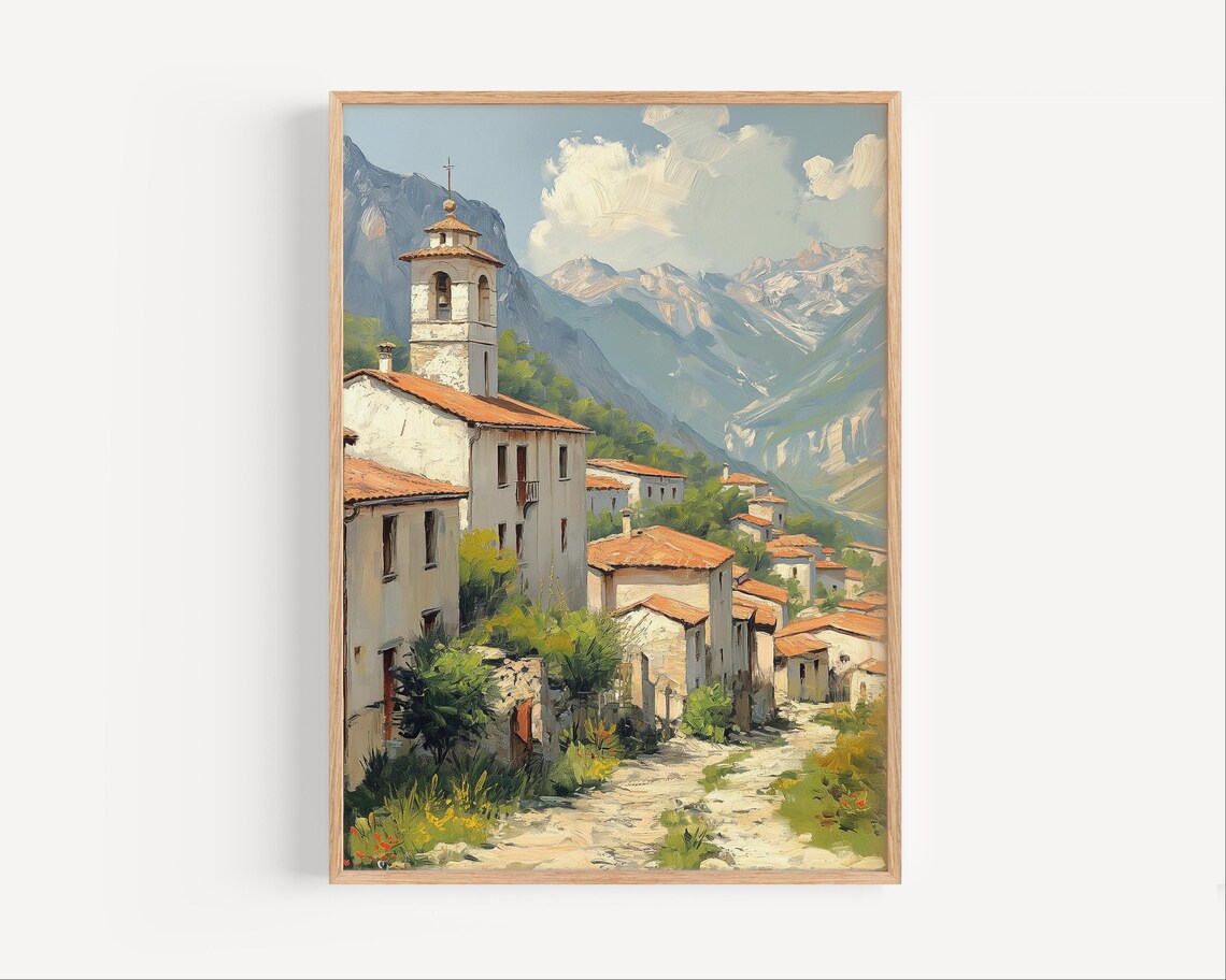 Abruzzo Italy Retro Countryside Travel Poster