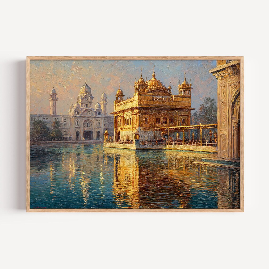 Golden Temple Amritsar Sacred Lake Reflection Golden Domes Oil Poster