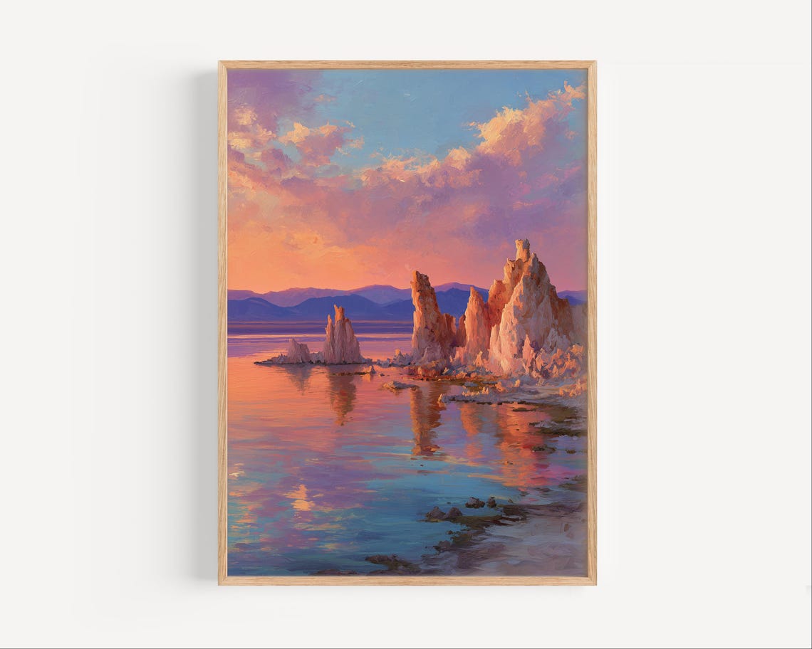 Mono Lake Tufa Sunrise Reflections Pink Sky Desert Lake Wall Art