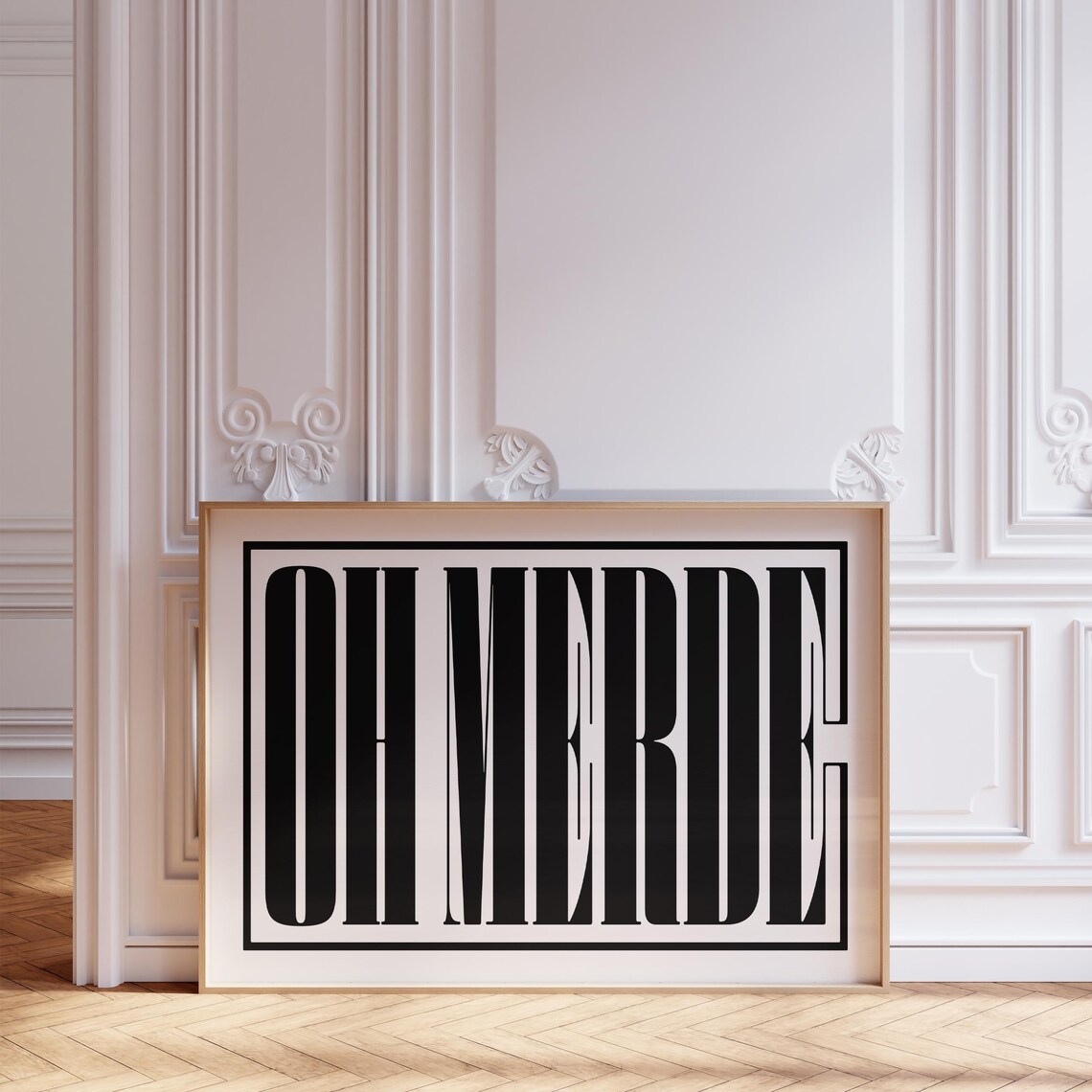 Oh Merde French Typography Art Print, Minimalist