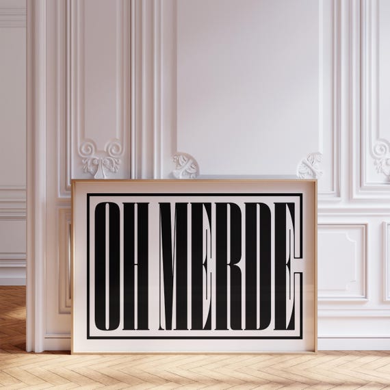 Oh Merde French Typography Art Print, Minimalist