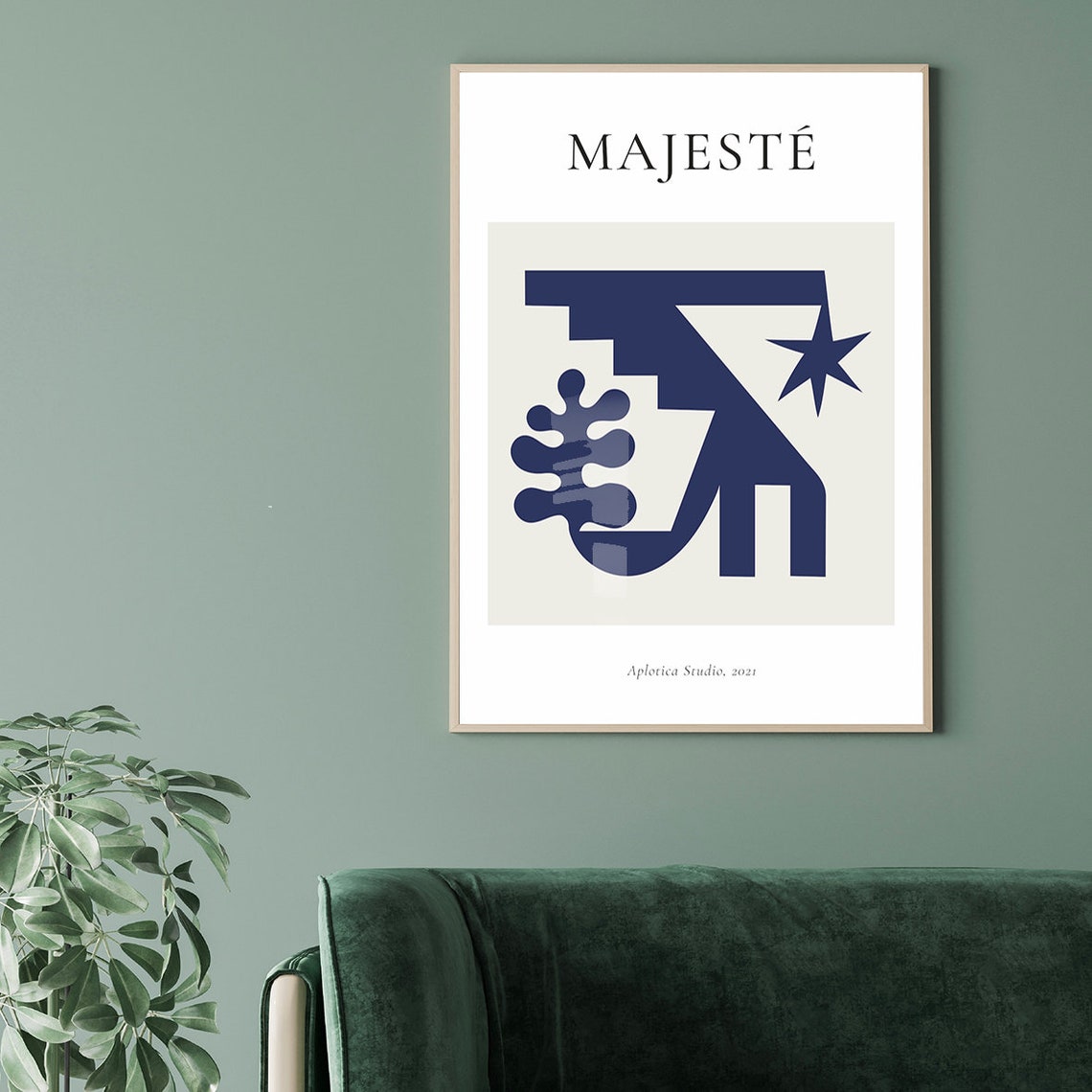 Majesté Navy Blue Abstract Geometric Star Art Exhibition Poster - Image 2