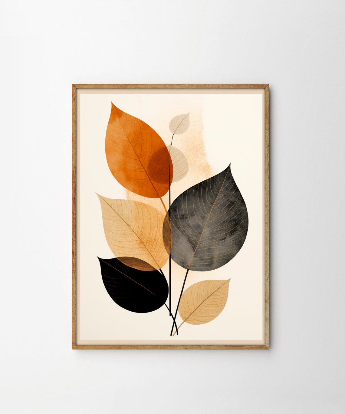 Botanical Leaves Earthy Tones Minimalist Nature Artwork Poster - Image 4