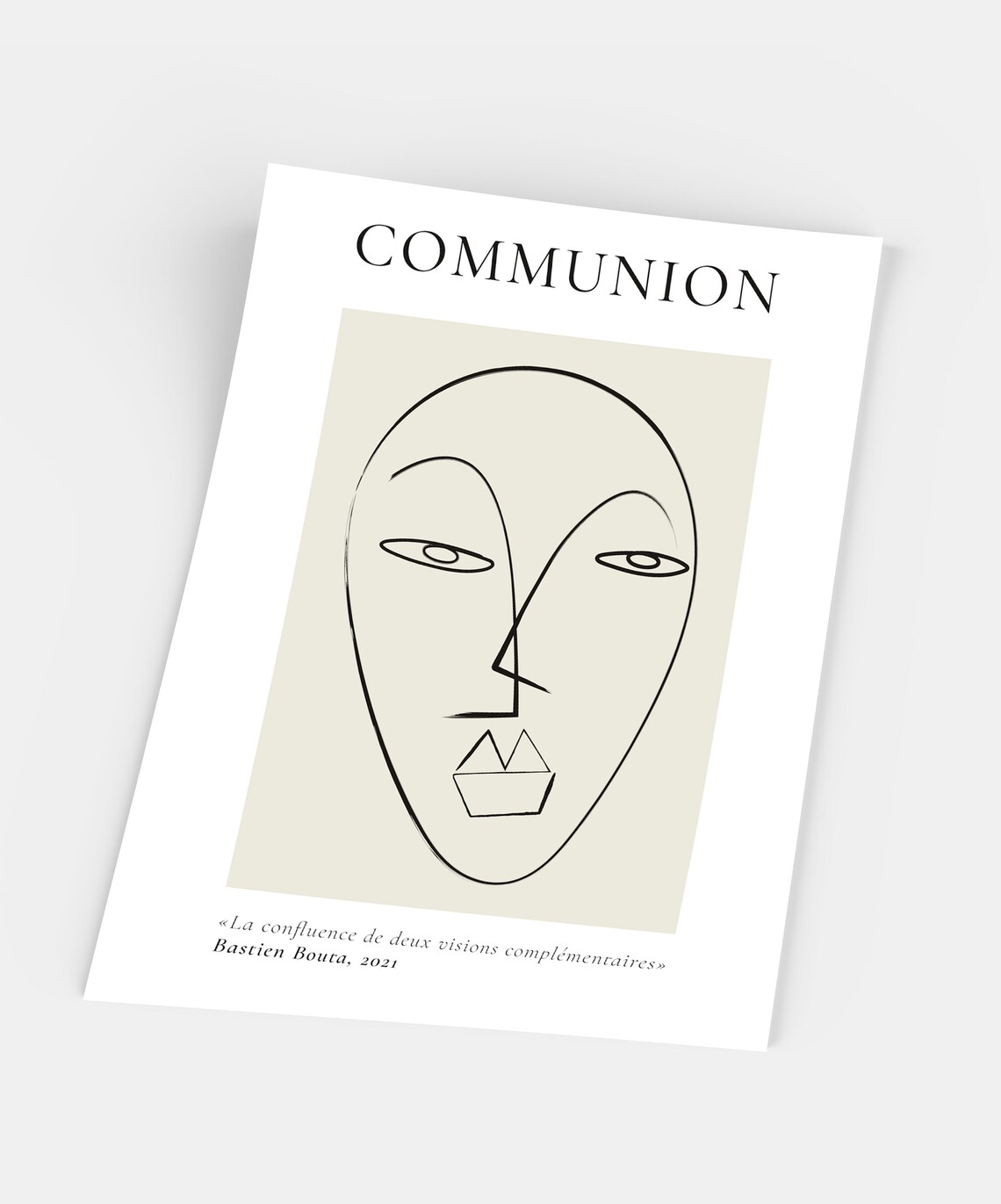 Communion Minimalist Line Face By Bastien Bouta 2021 Art Poster - Image 3