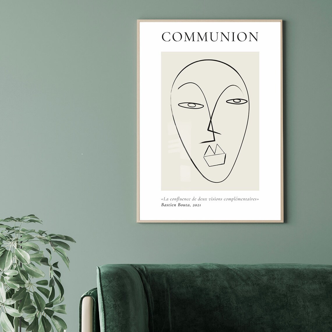 Communion Minimalist Line Face By Bastien Bouta 2021 Art Poster - Image 2