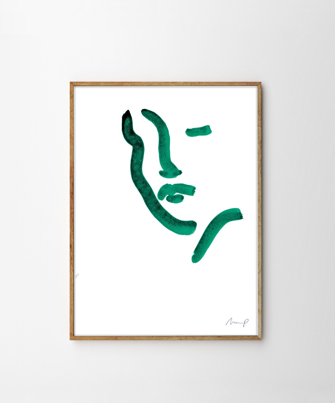Portrait Minimalist Art Poster, Green Abstract Portrait - Image 4