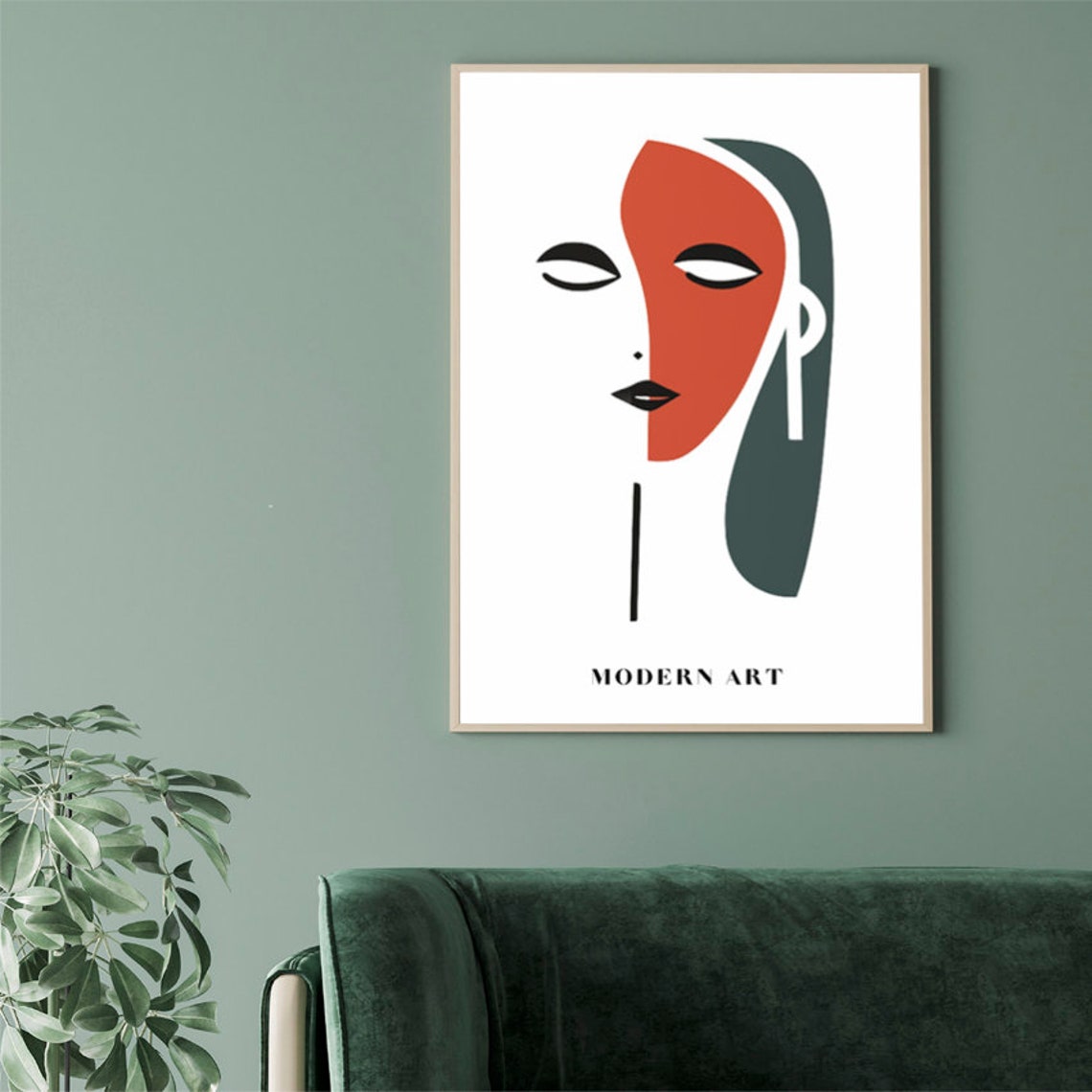 Terracotta Two Faces Modern Art Minimalist Abstract Design Poster - Image 2