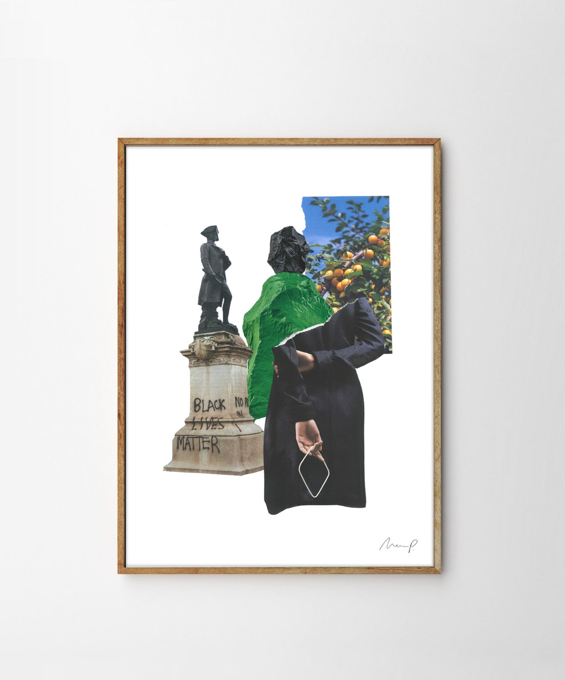 Contemporary Collage Statue Black Lives Matter Message Poster - Image 4