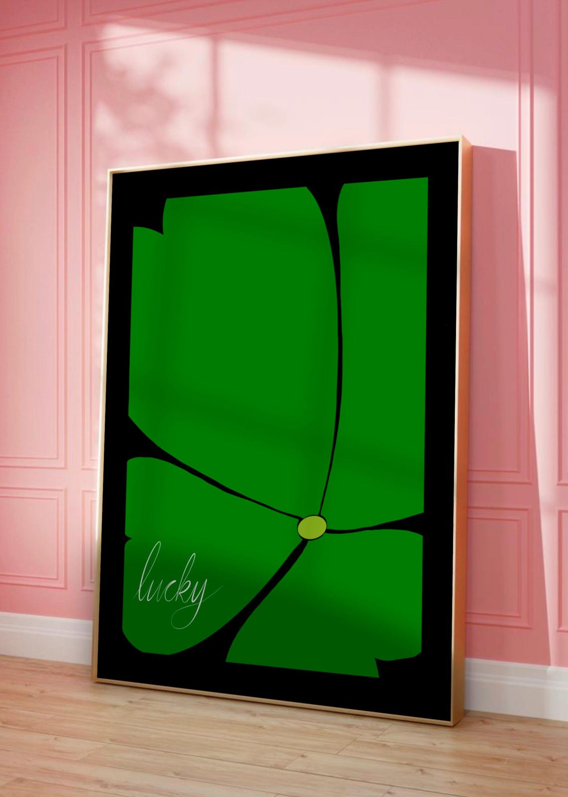 Lucky Green Clover Typography Dark Maximalist Bold Modern Poster