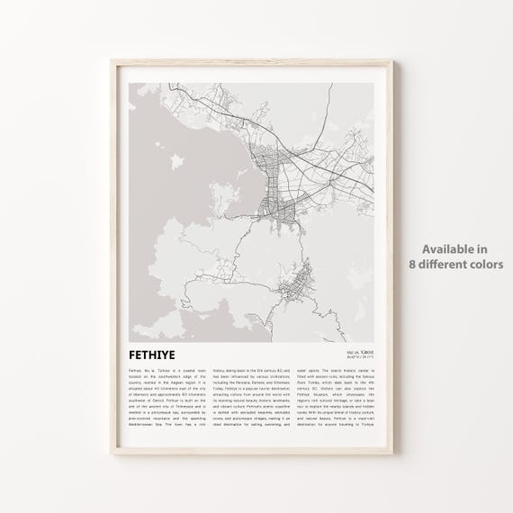 Fethiye Map Print Travel Wall Decor Art Mula Housewarming Gift
