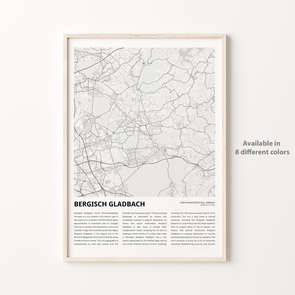 Bergisch Gladbach Map Print Travel Wall Decor Art North Rhinewestphalia