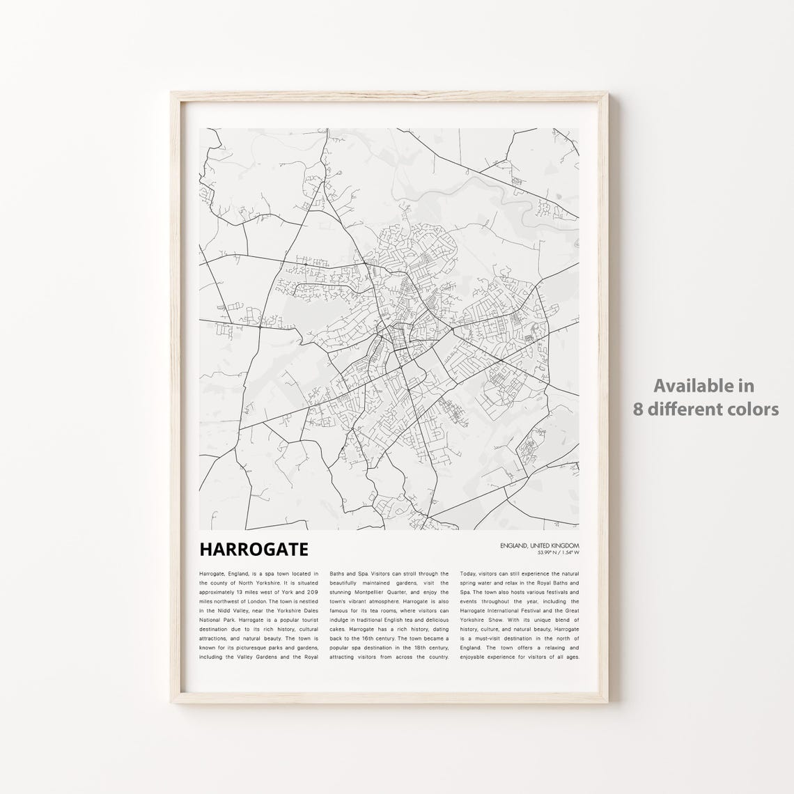 Harrogate Map Print Travel Wall Decor Art England Housewarming Gift
