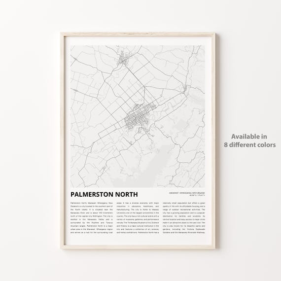 Palmerston North New Zealand Minimalist City Map Travel Poster