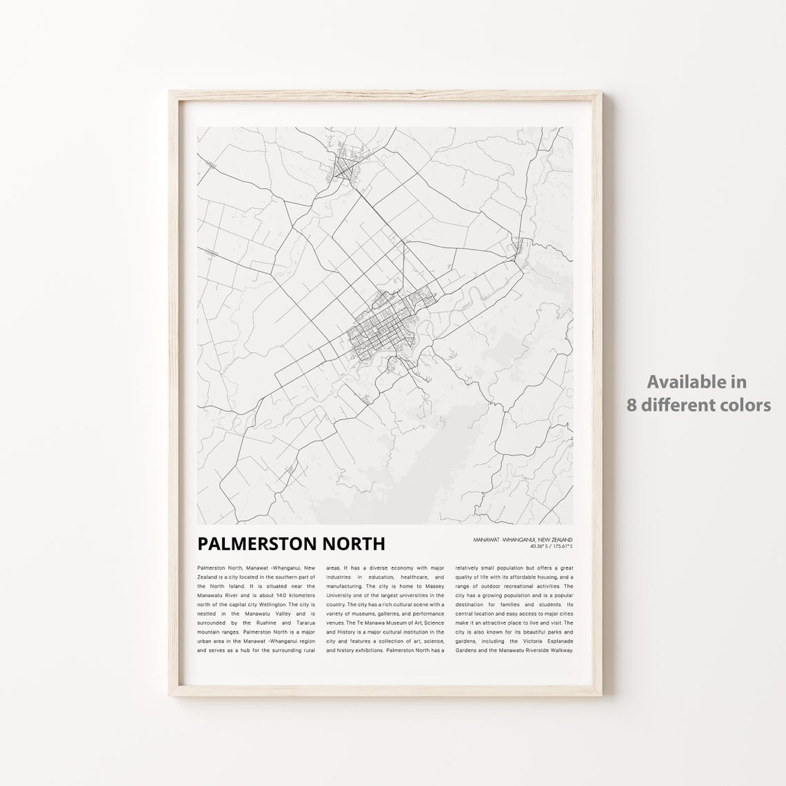 Palmerston North New Zealand Minimalist City Map Travel Poster