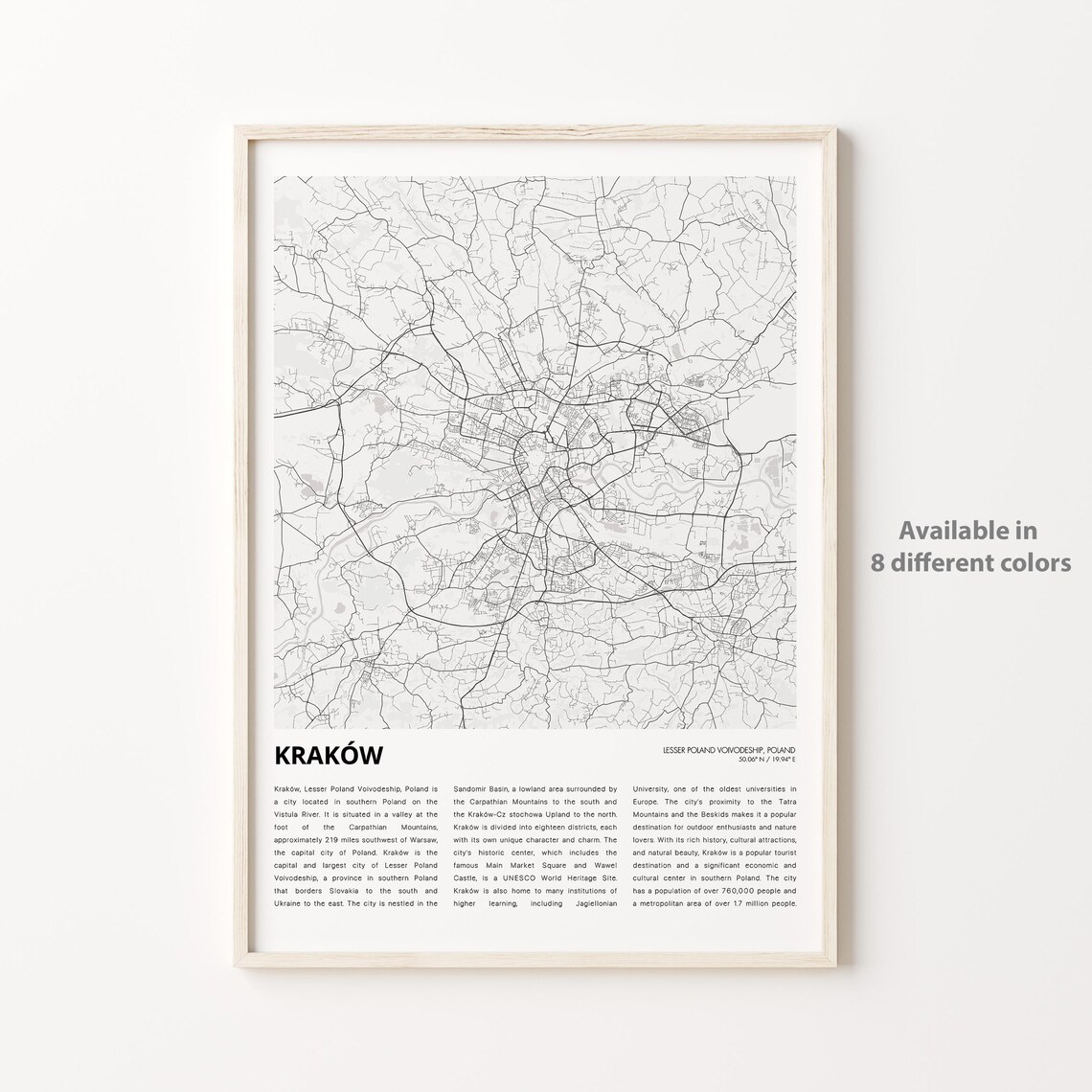 Kraków Poland Main Market Square City Street Map Travel Poster