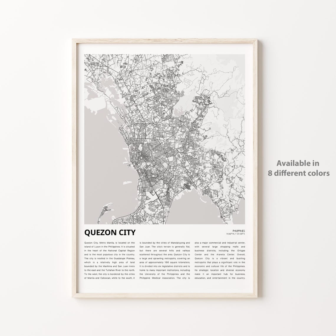 Quezon City Philippines City Map With Informative History Text Poster