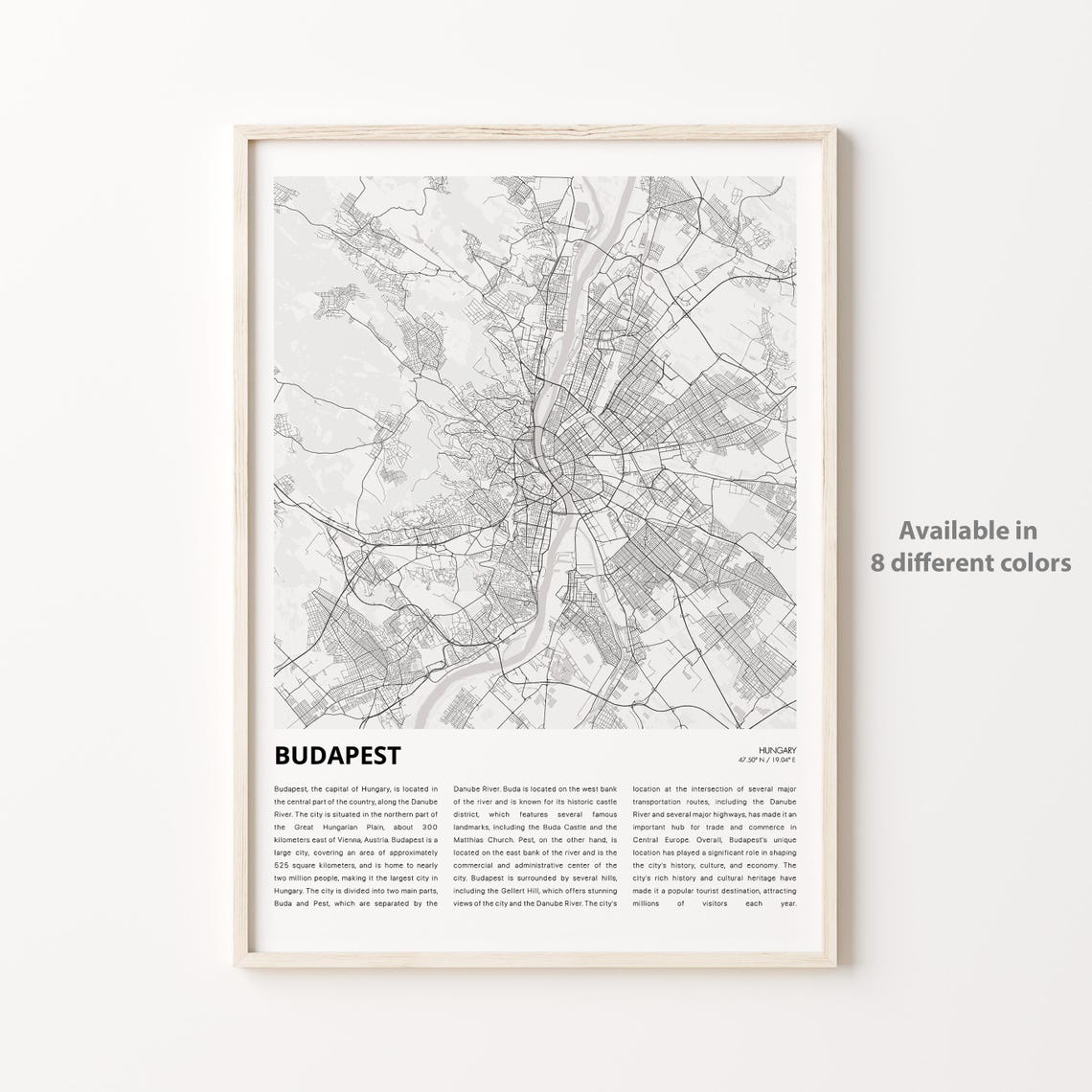 Budapest Map Print Travel Wall Decor Art Housewarming Gift