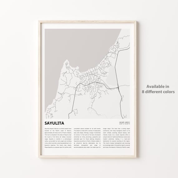 Sayulita Nayarit Mexico Minimalist City Map Poster With Coordinates And Detail